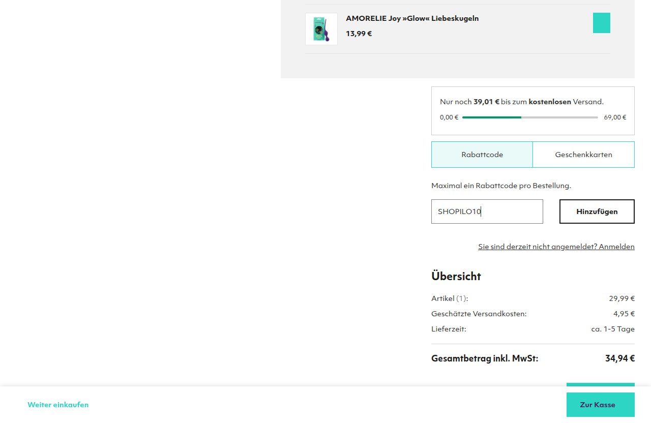 Wo man den Rabattcode auf der Amorelie-Website eingibt