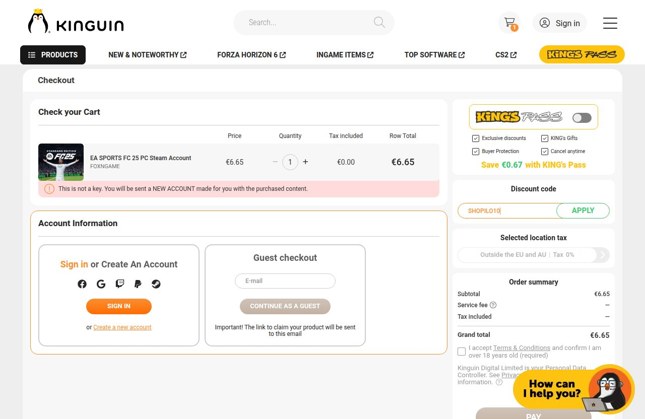 Wo man den Rabattcode auf der Kinguin-Website eingibt