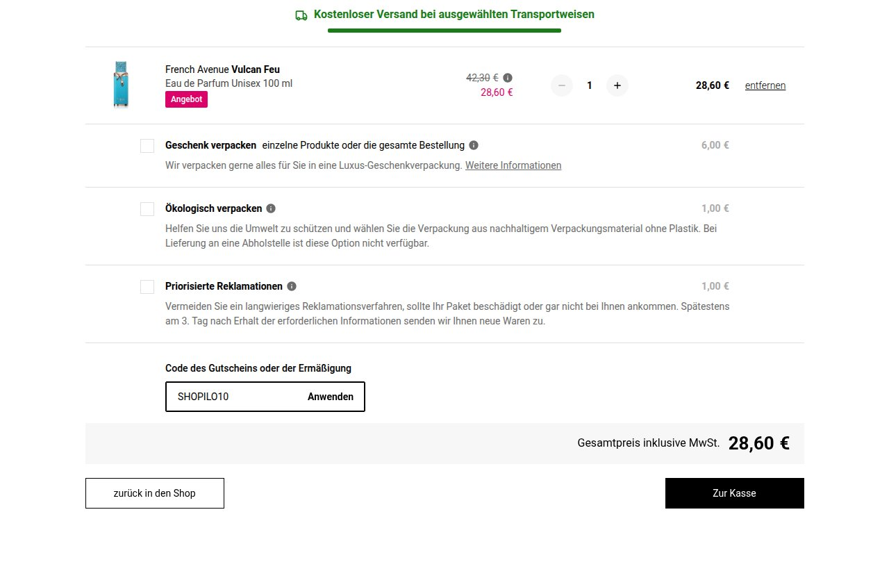 Wo man den Rabattcode auf der Notino-Website eingibt