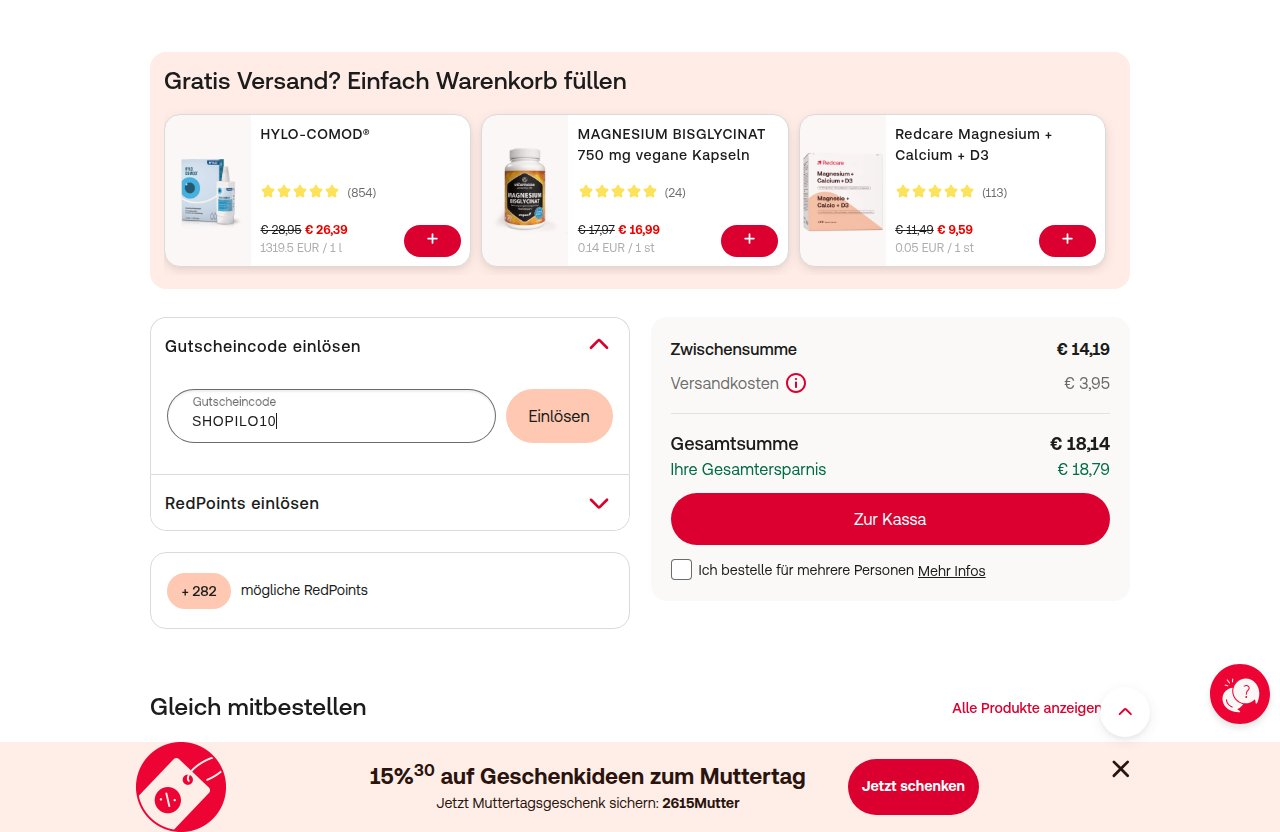 Wo man den Rabattcode auf der Shop Apotheke-Website eingibt