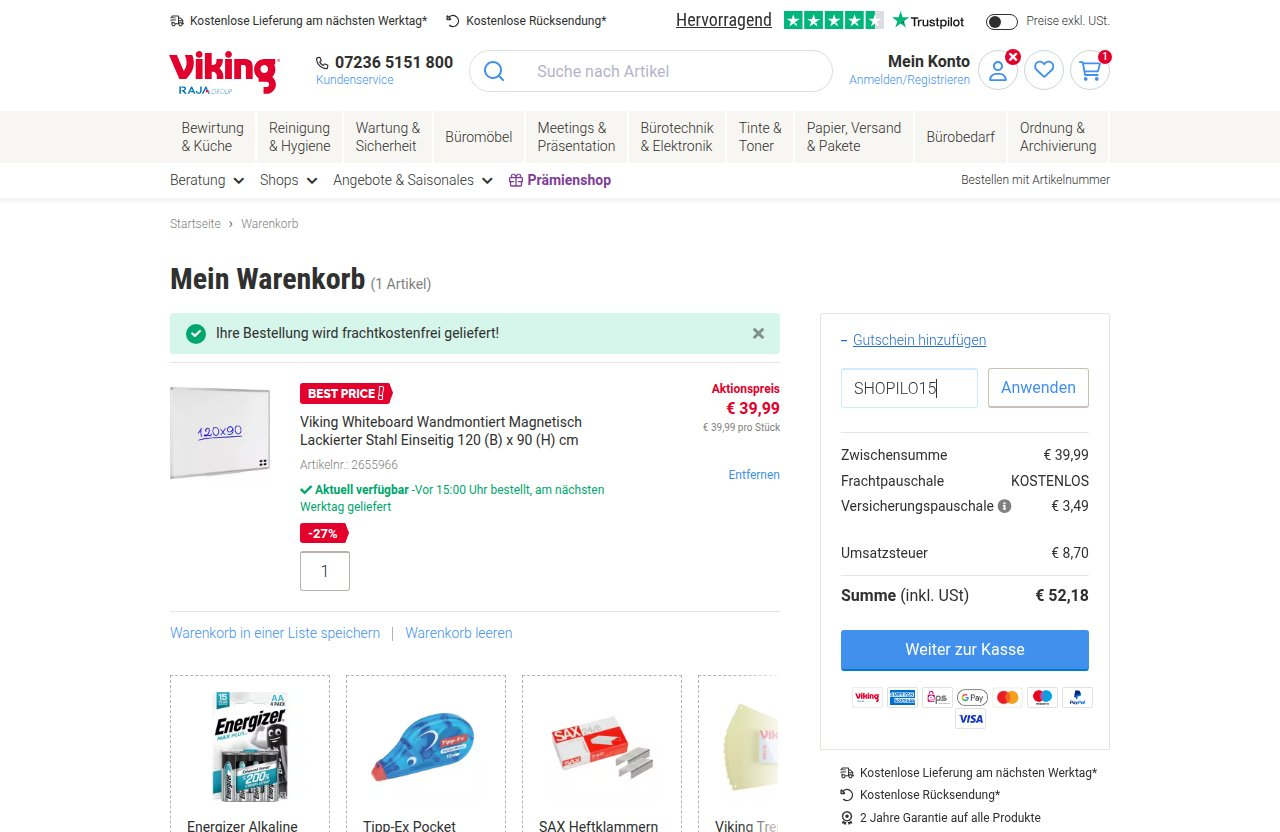 Wo man den Rabattcode auf der Viking Direkt-Website eingibt