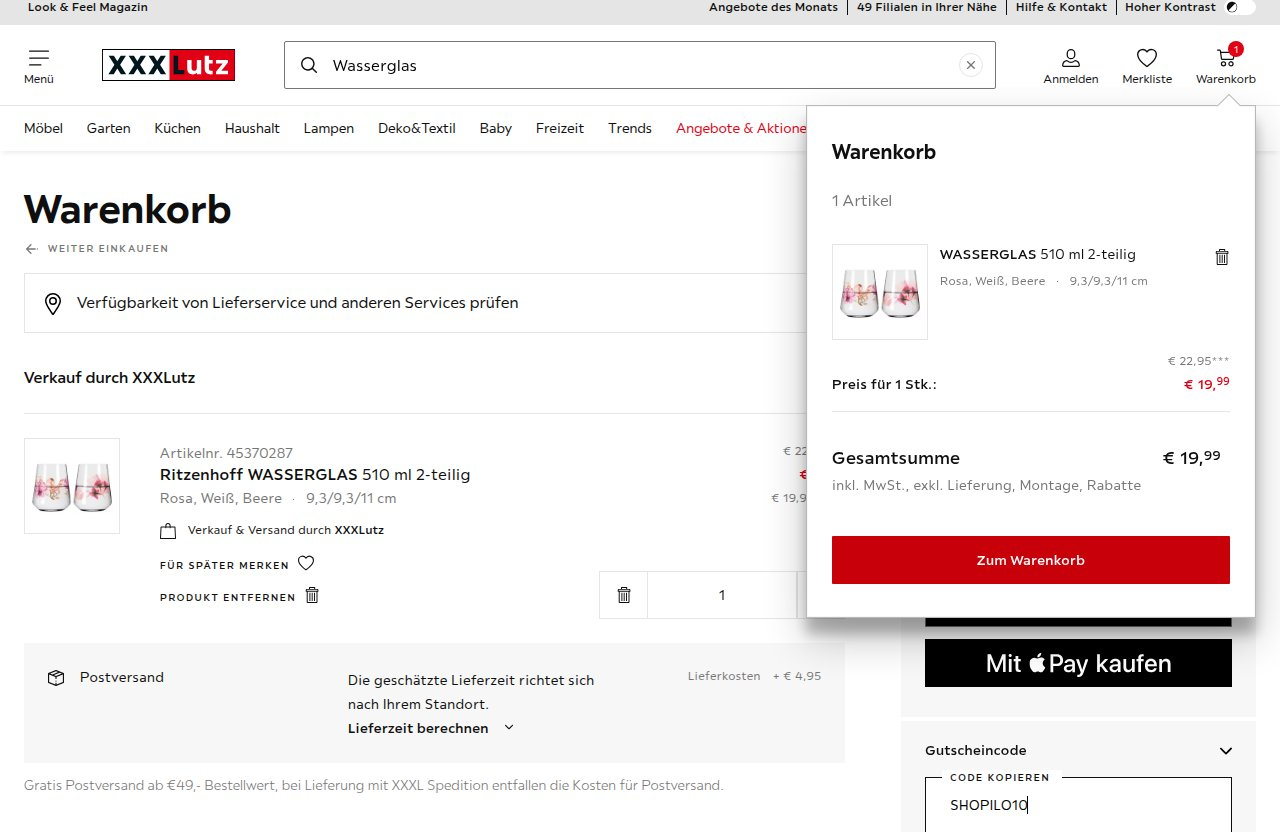 Wo man den Rabattcode auf der XXXLutz-Website eingibt
